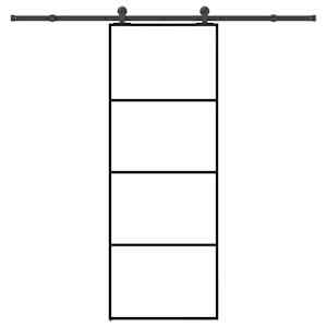Drsna vrata z opremo 76x205 cm ESG steklo in aluminij
