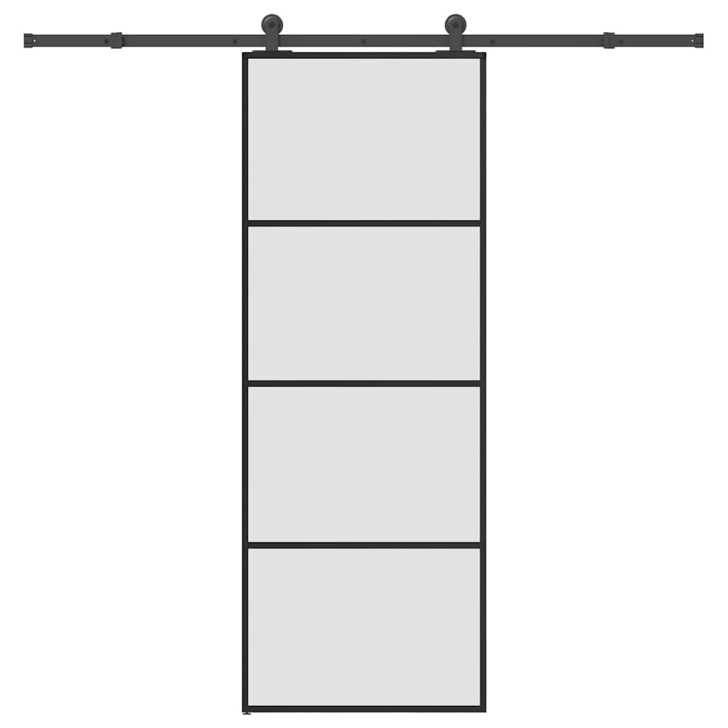 vidaXL Posuvné dveře s kováním 76x205 cm ESG sklo a hliník