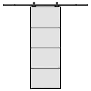 Drsna vrata z opremo 76x205 cm ESG steklo in aluminij