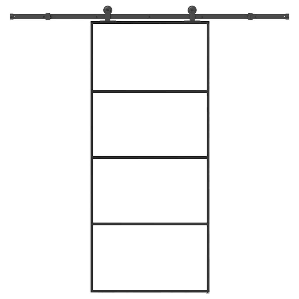 vidaXL Posuvné dveře s kováním 90x205 cm ESG sklo a hliník