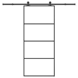 Drsna vrata z opremo 90x205 cm ESG steklo in aluminij