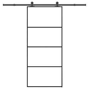 Drsna vrata z opremo 90x205 cm ESG steklo in aluminij