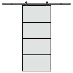 Drsna vrata z opremo 90x205 cm ESG steklo in aluminij