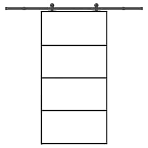 Drsna vrata z opremo 102,5x205 cm ESG steklo in aluminij