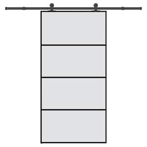 Posuvné dveře s kováním 102,5 x 205 cm ESG sklo a hliník - obrázek 1