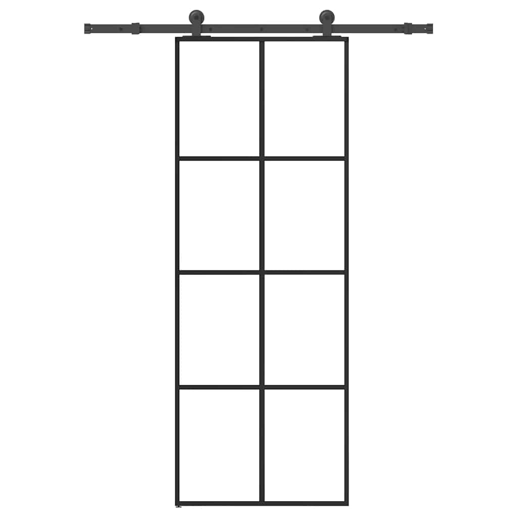 vidaXL Posuvné dveře s kováním 76x205 cm ESG sklo a hliník