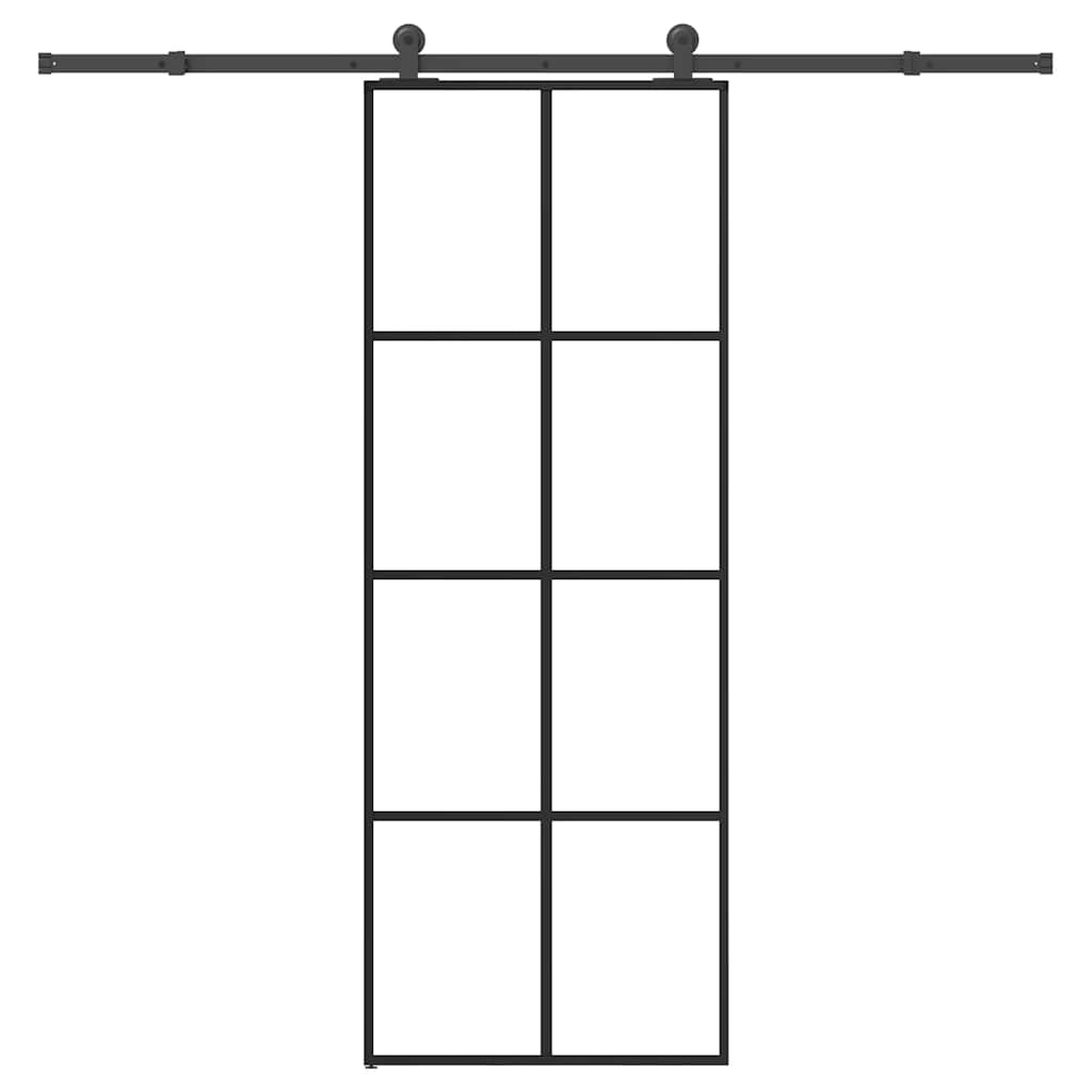 vidaXL Posuvné dveře s kováním 76x205 cm ESG sklo a hliník