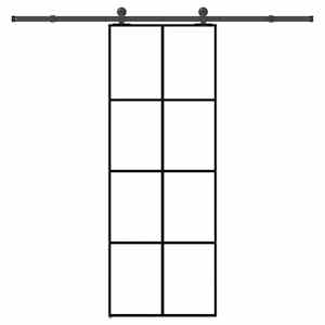 Drsna vrata z opremo 76x205 cm ESG steklo in aluminij