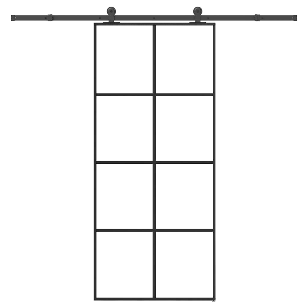 vidaXL Posuvné dveře s kováním 90x205 cm ESG sklo a hliník