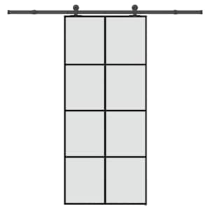 Drsna vrata z opremo 90x205 cm ESG steklo in aluminij