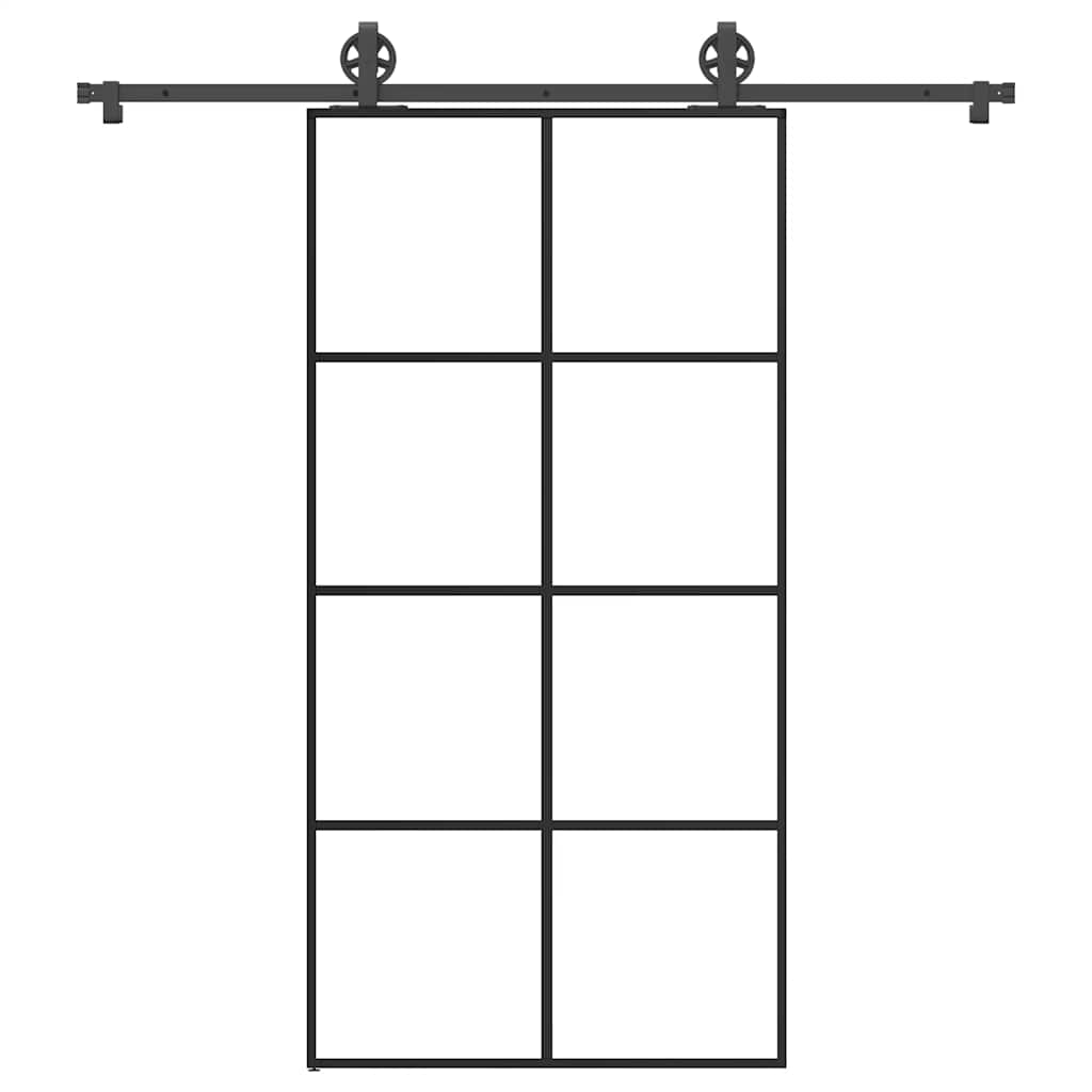 Schiebetür mit Beschlag 102,5×205 cm ESG-Glas & Aluminium