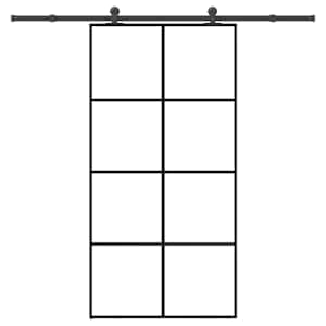 Drsna vrata z opremo 102,5x205 cm ESG steklo in aluminij
