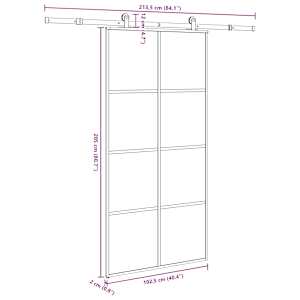 Posuvné dveře s kováním 102,5 x 205 cm ESG sklo a hliník - obrázek 8
