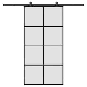 Drsna vrata z opremo 102,5x205 cm ESG steklo in aluminij