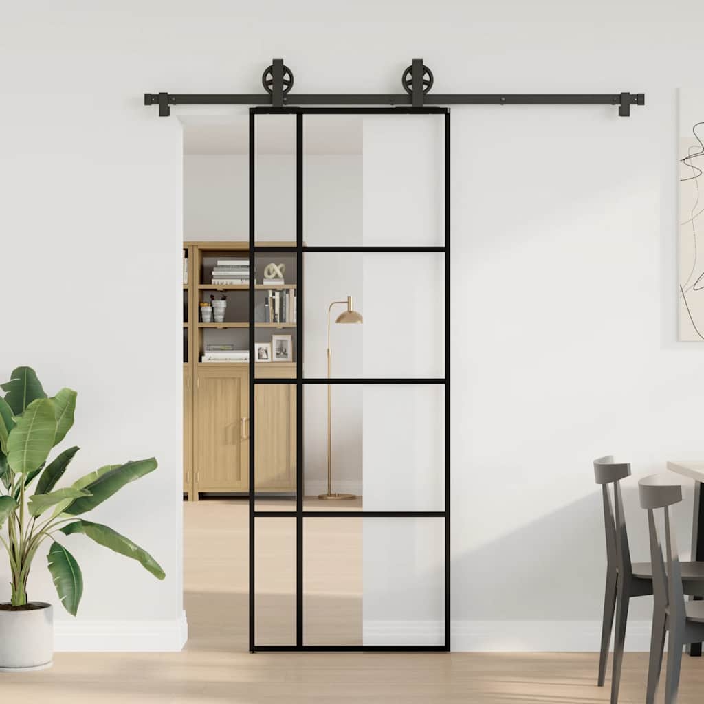 vidaXL Liukuovi asennustarvikkeilla 76x205 cm ESG lasi ja alumiini