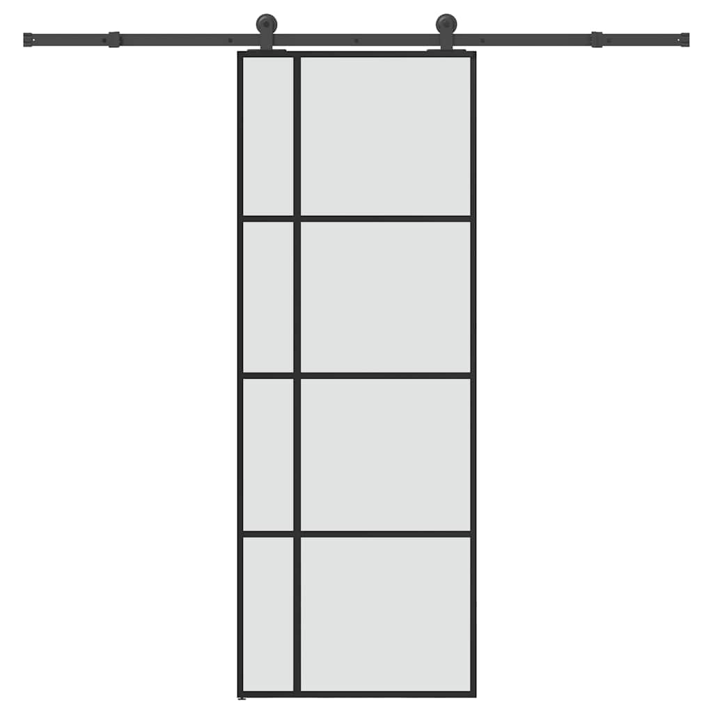 vidaXL Posuvné dveře s kováním 76x205 cm ESG sklo a hliník