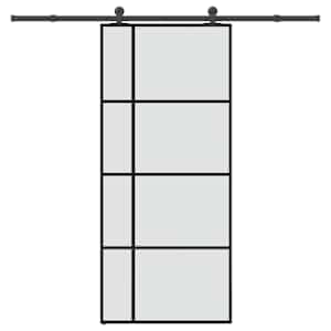 Posuvné dveře s kováním 90x205 cm ESG sklo a hliník - obrázek 1