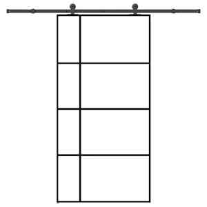 Drsna vrata z opremo 102,5x205 cm ESG steklo in aluminij