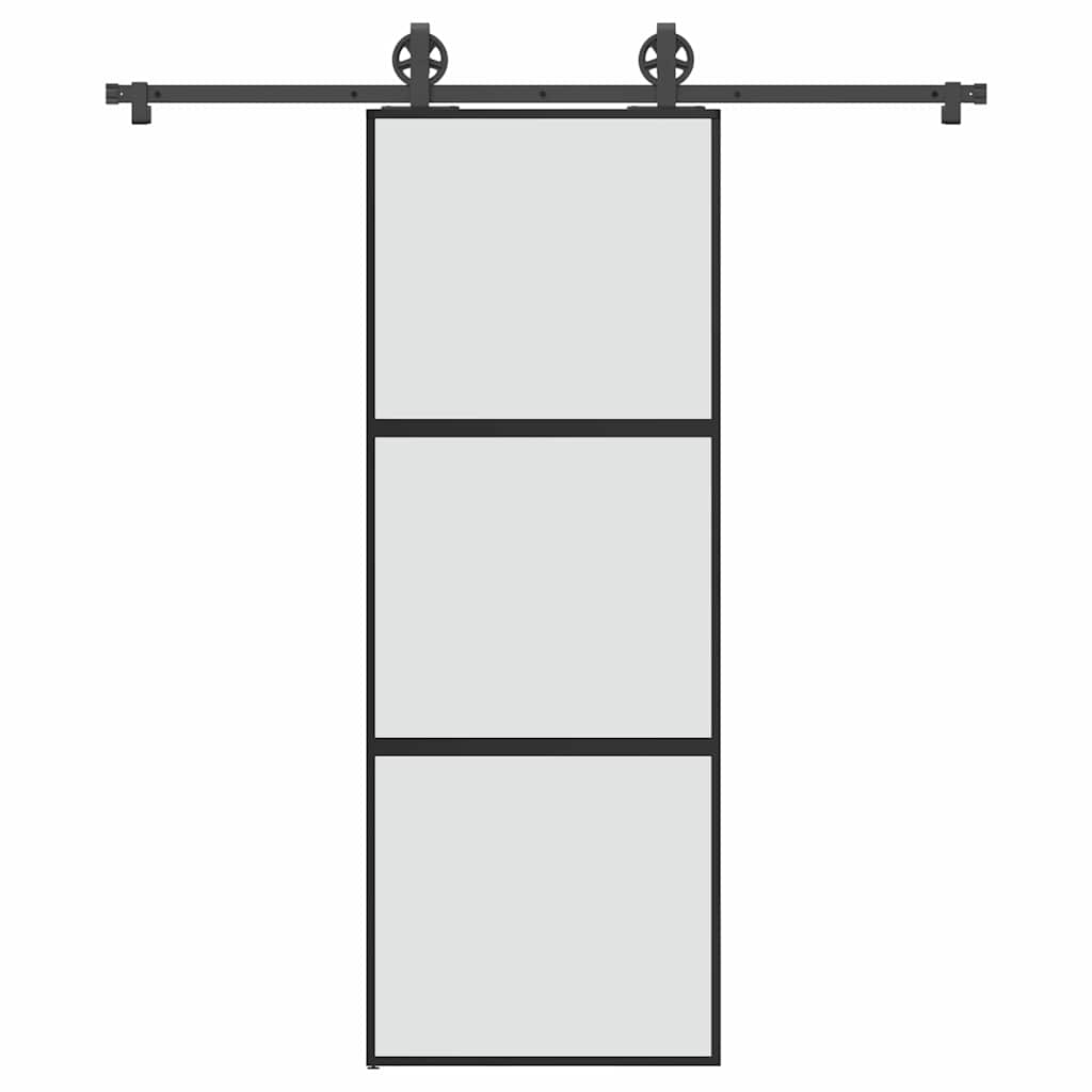 Schiebetür mit Beschlag 76×205 cm Hartglas & Aluminium