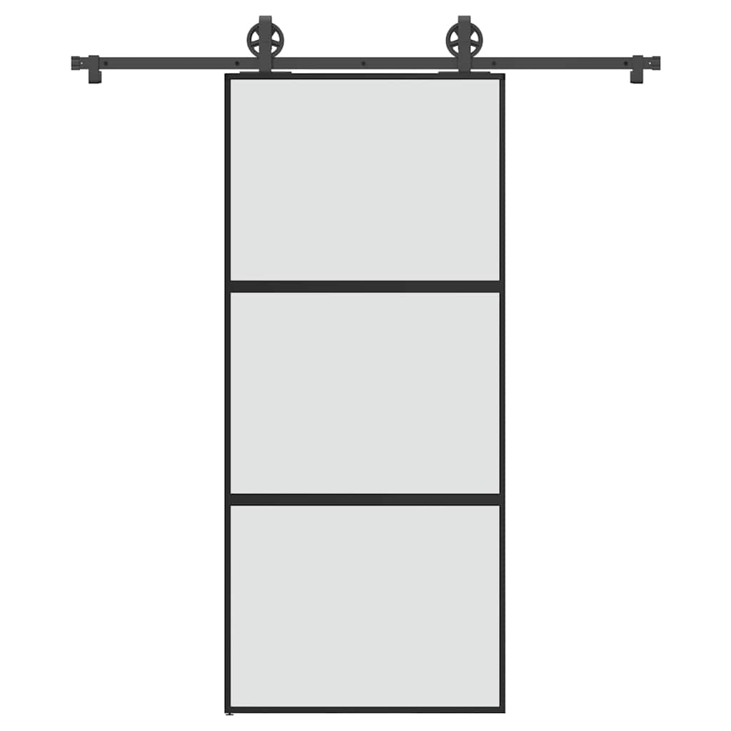 Schiebetür mit Beschlag 90×205 cm Hartglas & Aluminium