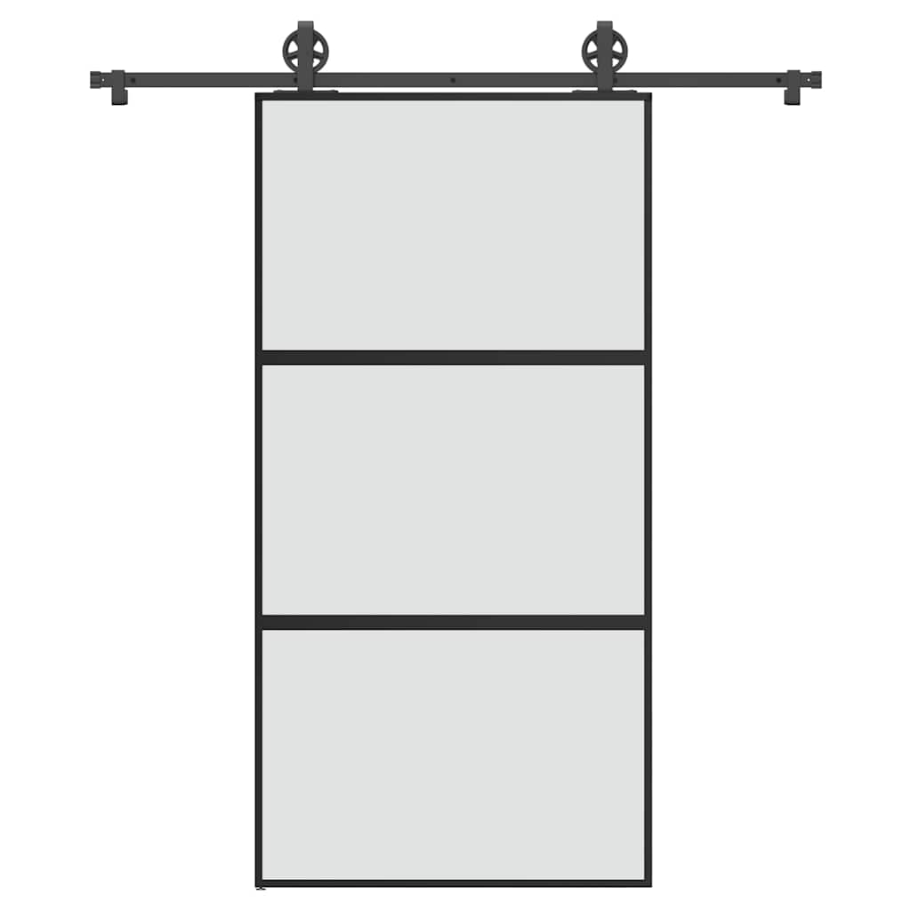 Schiebetür mit Beschlag 102,5×205 cm Hartglas & Aluminium