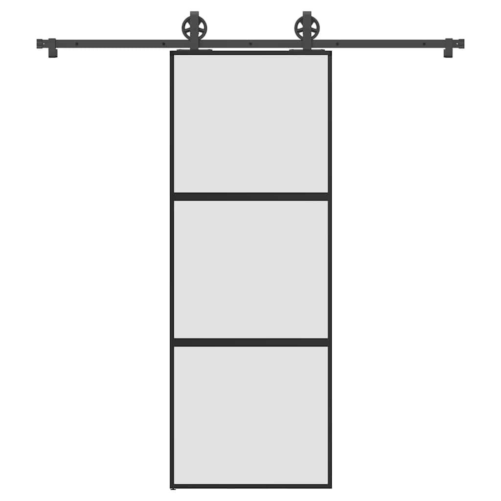 Schiebetür mit Beschlag 76×205 cm Hartglas & Aluminium