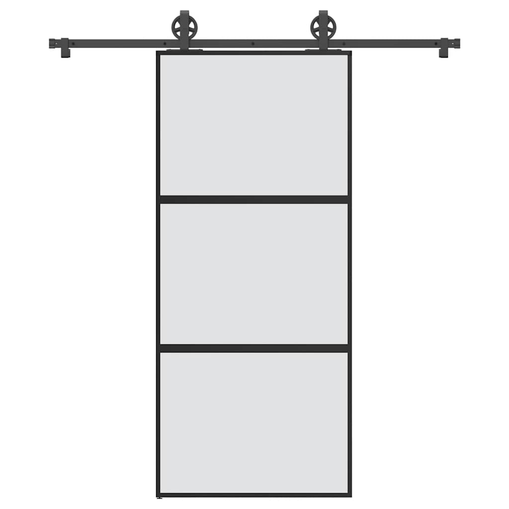 Schiebetür mit Beschlag 90×205 cm Hartglas & Aluminium