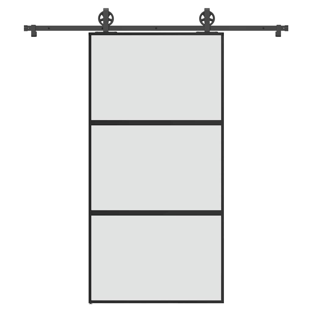 Schiebetür mit Beschlag 102,5×205 cm Hartglas & Aluminium