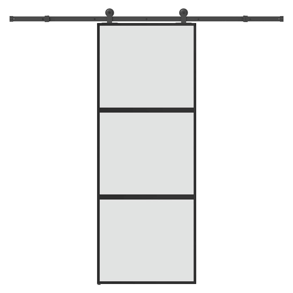 Schiebetür mit Beschlag 76×205 cm Hartglas & Aluminium