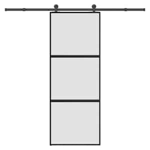 Drsna vrata z opremo 76x205 cm kaljeno steklo in aluminij