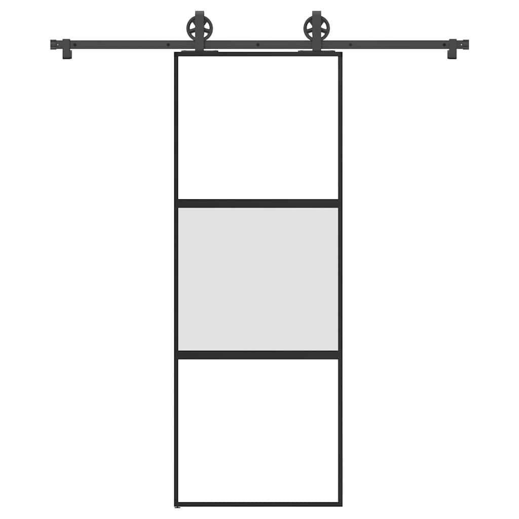 Schiebetür mit Beschlag 76×205 cm Hartglas & Aluminium