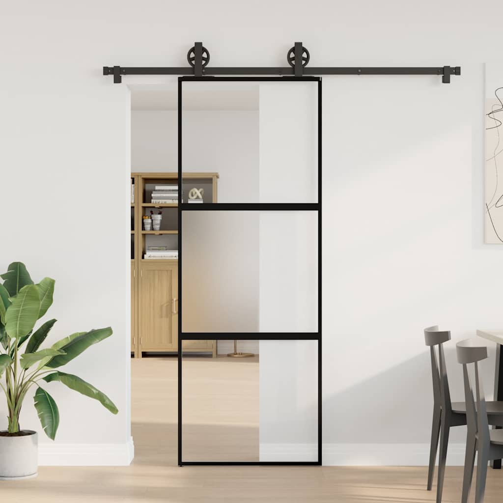 vidaXL liukuovi laitteistosarjalla 76x205 cm karkaistu lasi alumiini