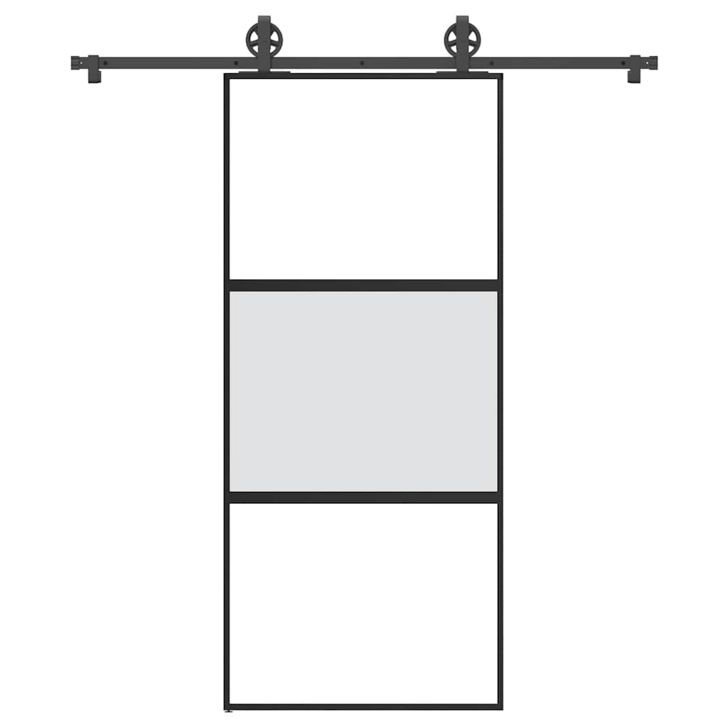 Schiebetür mit Beschlag 90×205 cm Hartglas & Aluminium