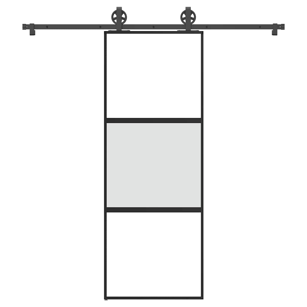 Schiebetür mit Beschlag 76×205 cm Hartglas & Aluminium