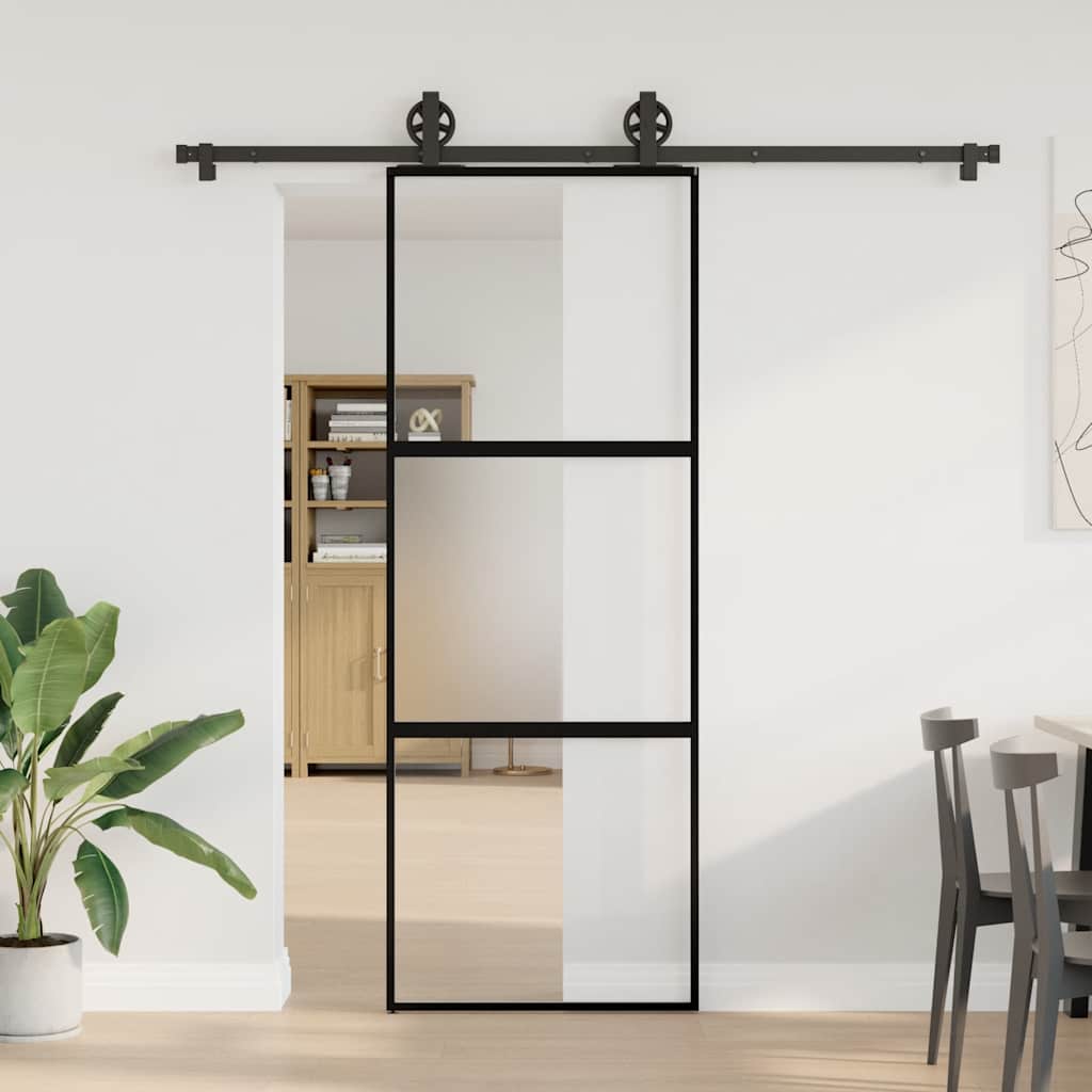 vidaXL liukuovi laitteistosarjalla 76x205 cm karkaistu lasi alumiini