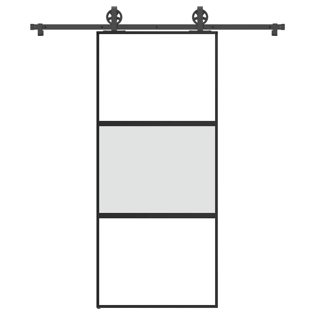 Schiebetür mit Beschlag 90×205 cm Hartglas & Aluminium