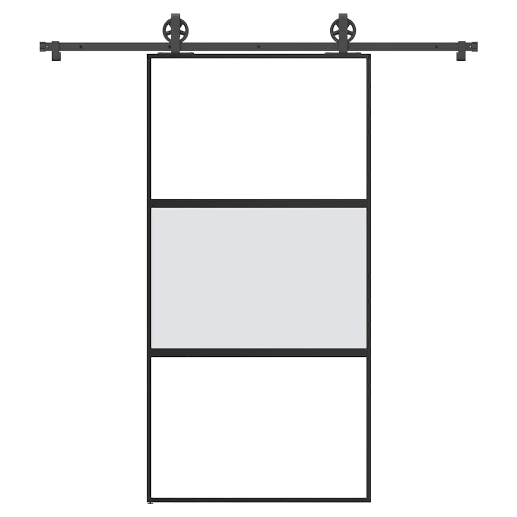 Schiebetür mit Beschlag 102,5×205 cm Hartglas & Aluminium