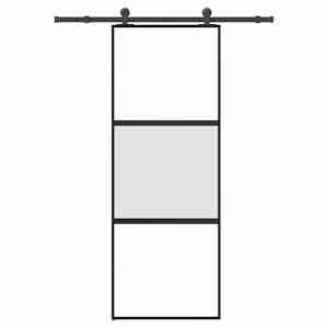 Drsna vrata z opremo 76x205 cm kaljeno steklo in aluminij