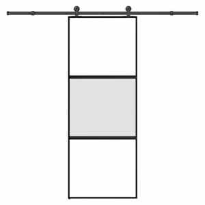 Drsna vrata z opremo 76x205 cm kaljeno steklo in aluminij