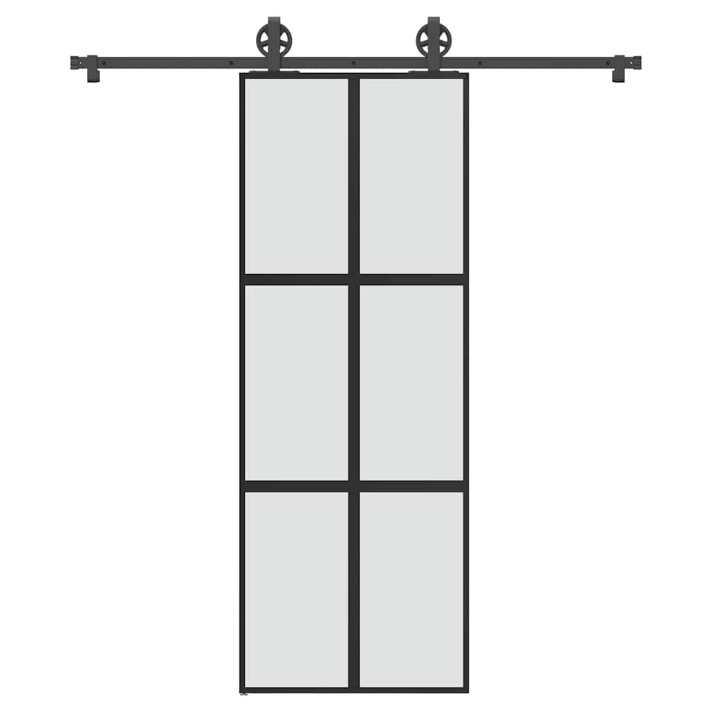 Schiebetür mit Beschlag 76×205 cm Hartglas & Aluminium