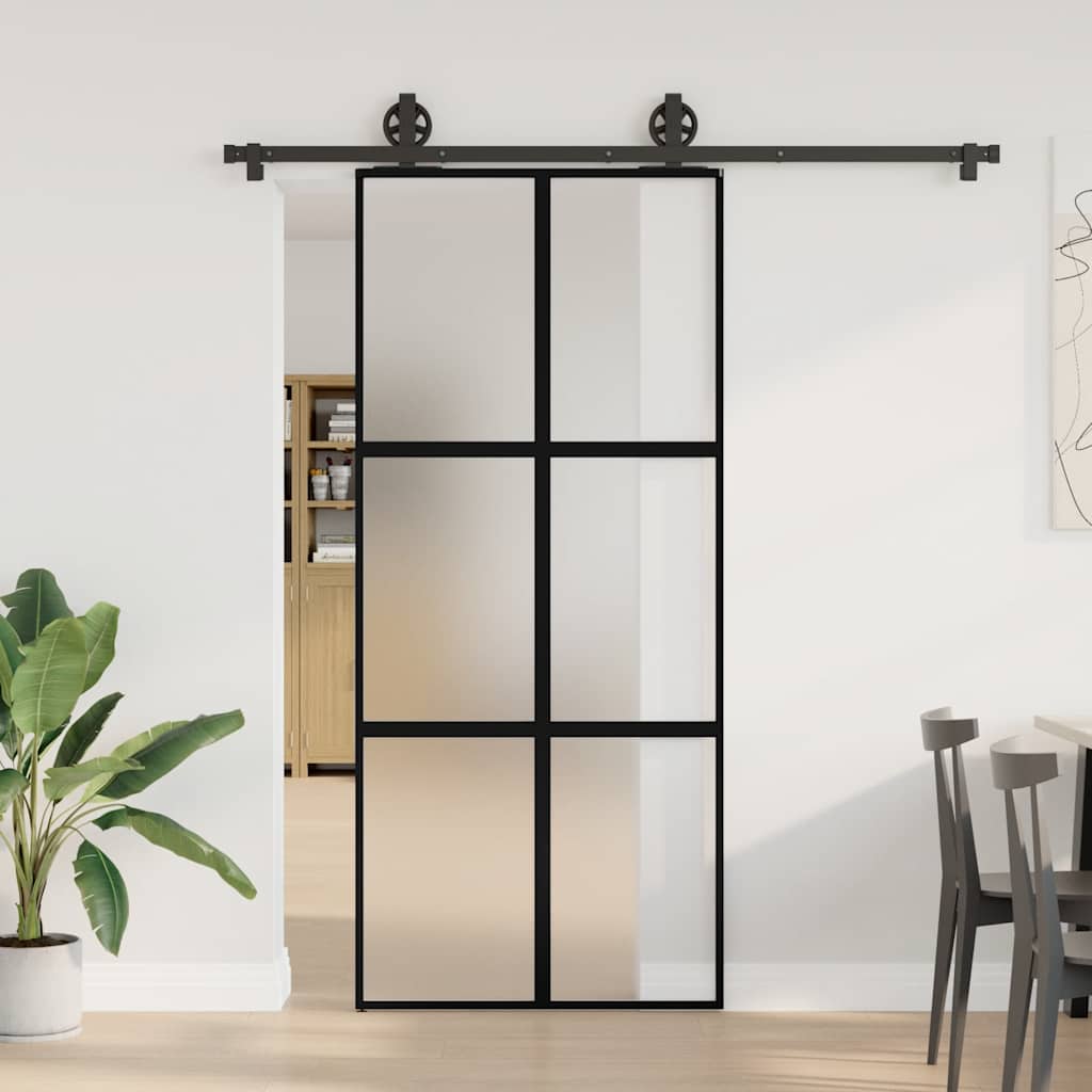 vidaXL liukuovi laitteistosarjalla 90x205cm karkaistu lasi ja alumiini