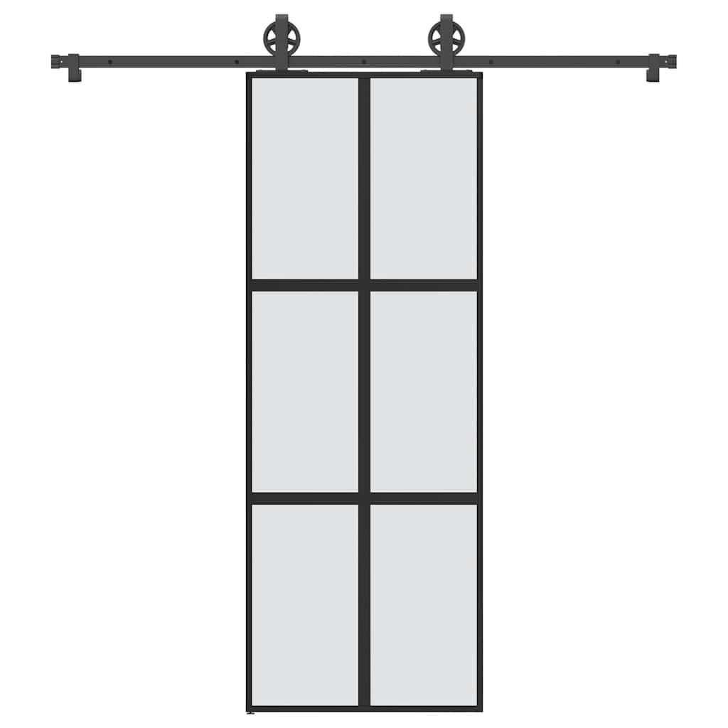 Schiebetür mit Beschlag 76×205 cm Hartglas & Aluminium