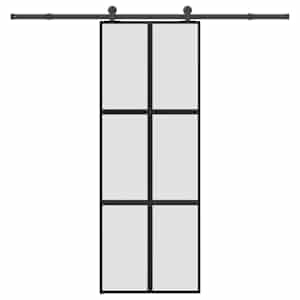 Drsna vrata z opremo 76x205 cm kaljeno steklo in aluminij