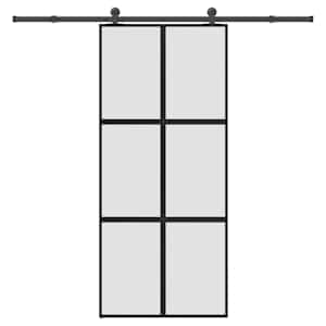 Posuvné dveře s kováním 90x205 cm tvrzeného sklo a hliník - obrázek 1