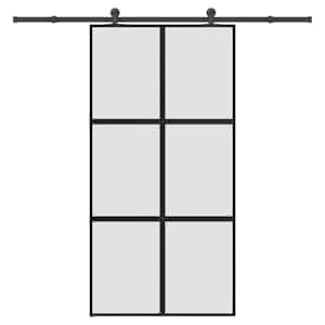 Drsna vrata z opremo 102,5x205 cm kaljeno steklo in aluminij