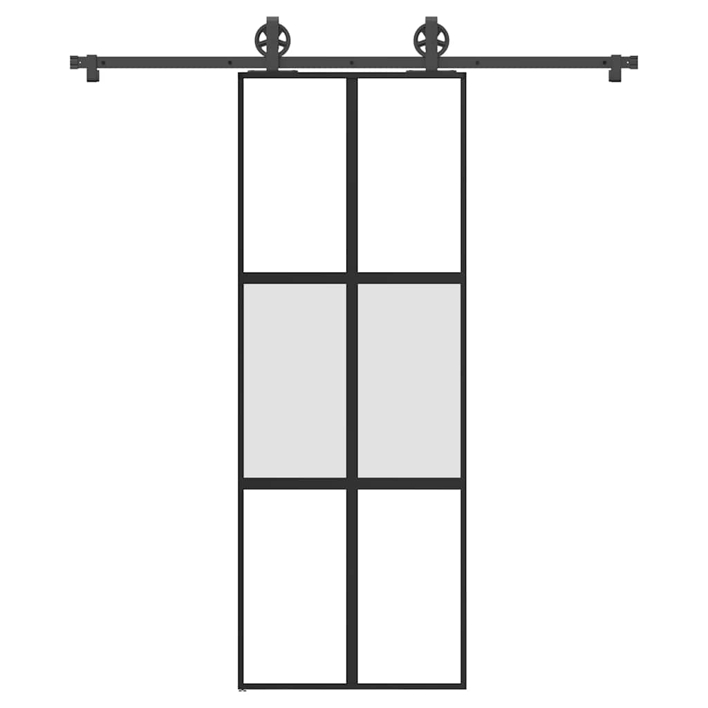 Schiebetür mit Beschlag 76×205 cm Hartglas & Aluminium