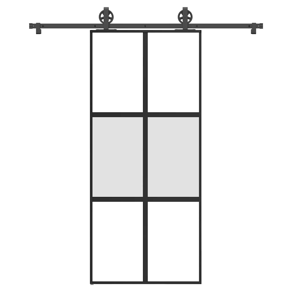 Schiebetür mit Beschlag 90×205 cm Hartglas & Aluminium