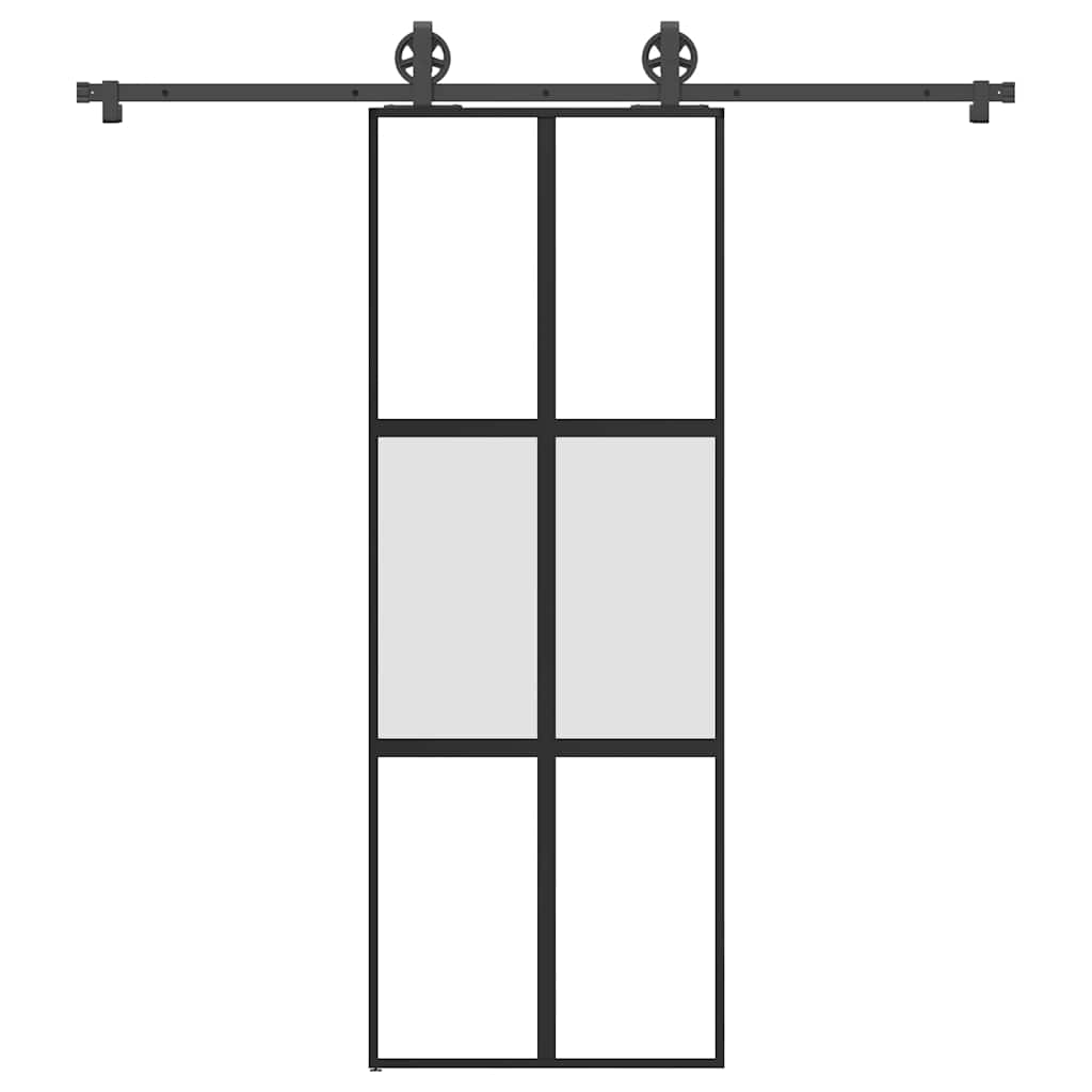 Schiebetür mit Beschlag 76×205 cm Hartglas & Aluminium