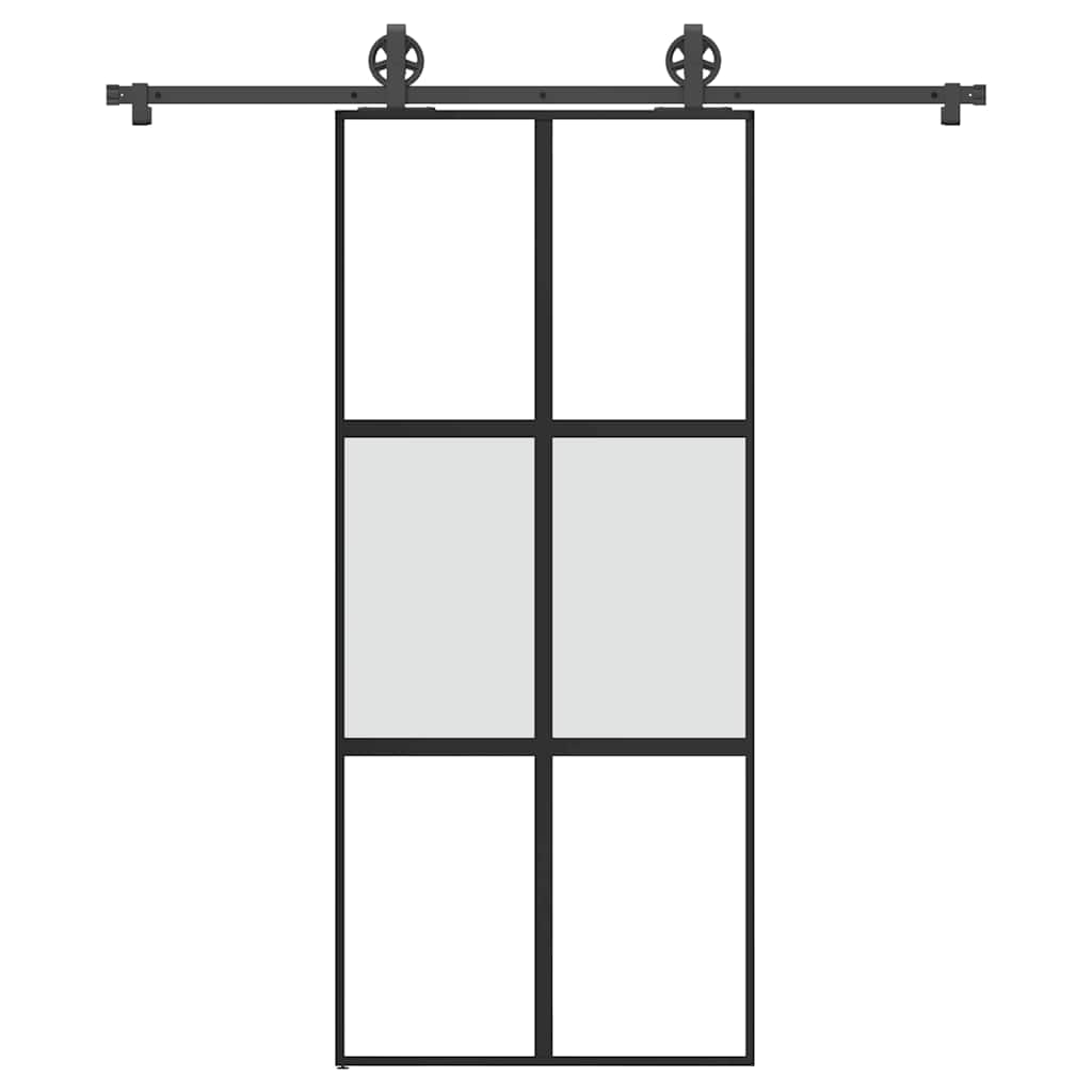 Schiebetür mit Beschlag 90×205 cm Hartglas & Aluminium