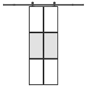 Drsna vrata z opremo 76x205 cm kaljeno steklo in aluminij